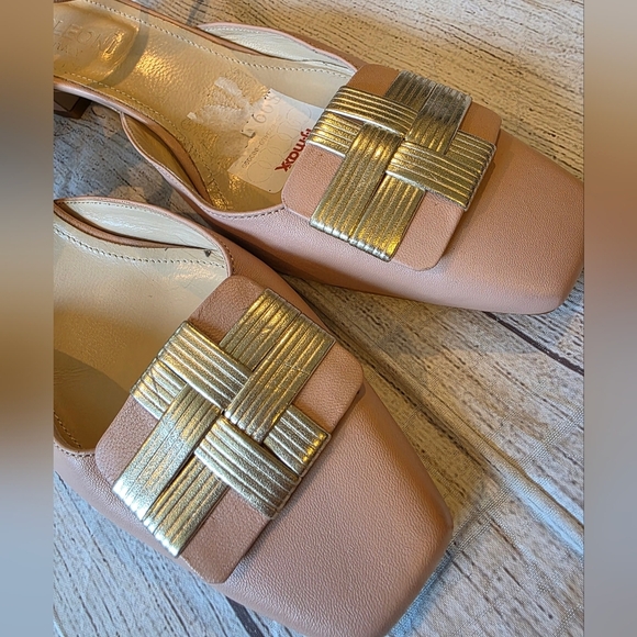 Napeleoni Size 41 (10) Square Toe Slingback Block Heel Ballet Pink Made in Italy - Picture 11 of 11